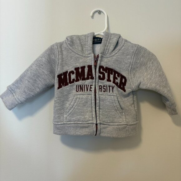 McMaster University Baby Zip Up Hoodie 3-6 months Grey Varsity Hamilton - Picture 1 of 5